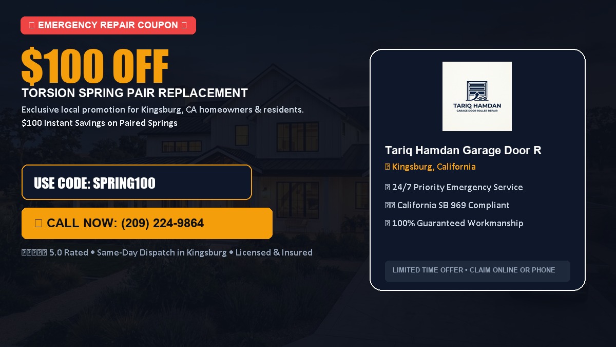 $100 OFF Heavy-Duty Torsion Spring Pair Replacement in Kingsburg, CA